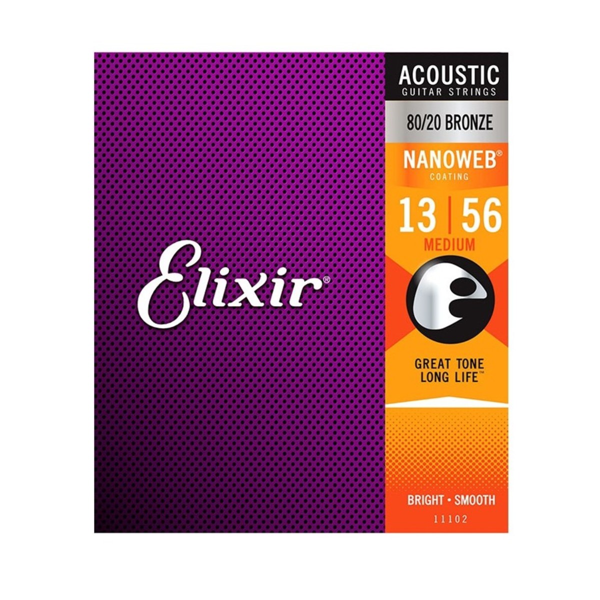 Elixir 11102 NANOWEB Medium Acoustic Strings, 13-56