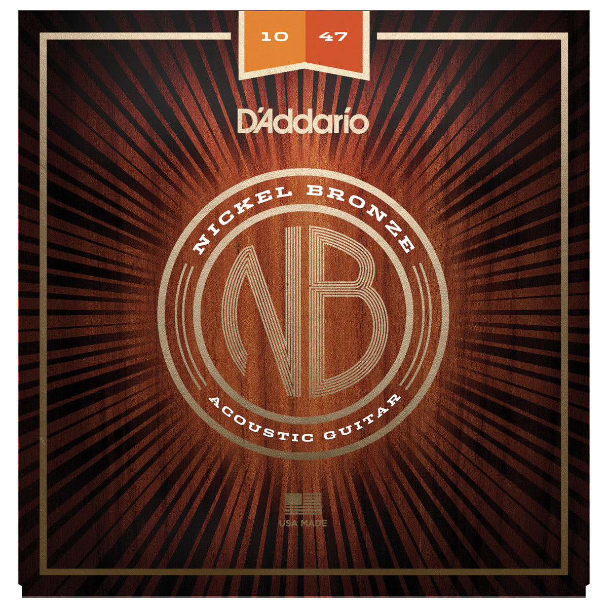 D'Addario NB1047 Nickel Bronze Acoustic Guitar Strings, 10-47
