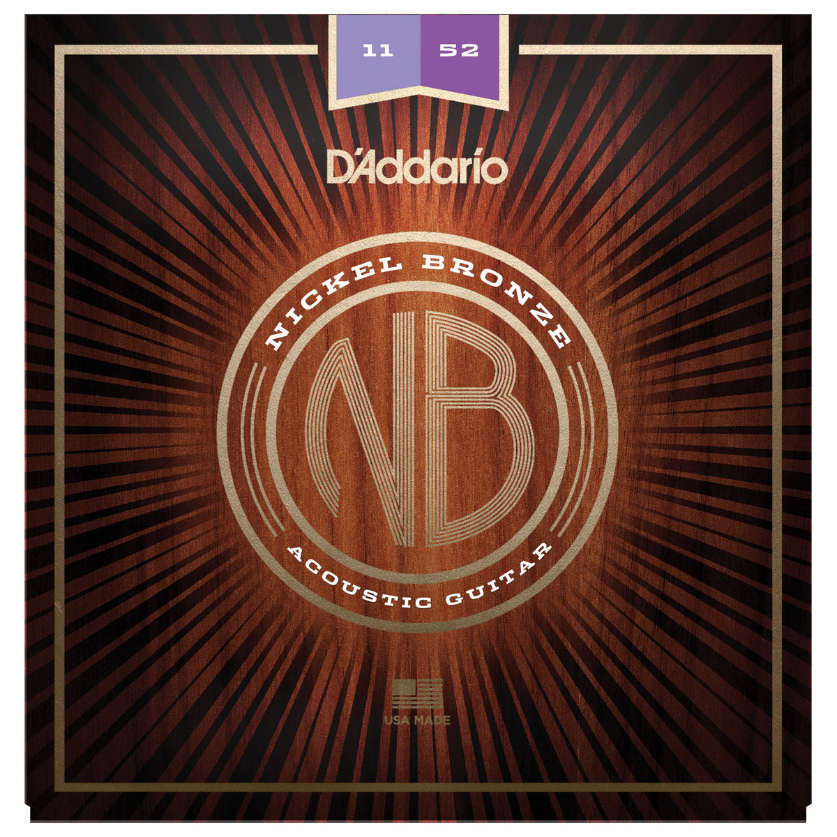 D'Addario NB1152 Nickel Bronze Acoustic Guitar Strings, 11-52