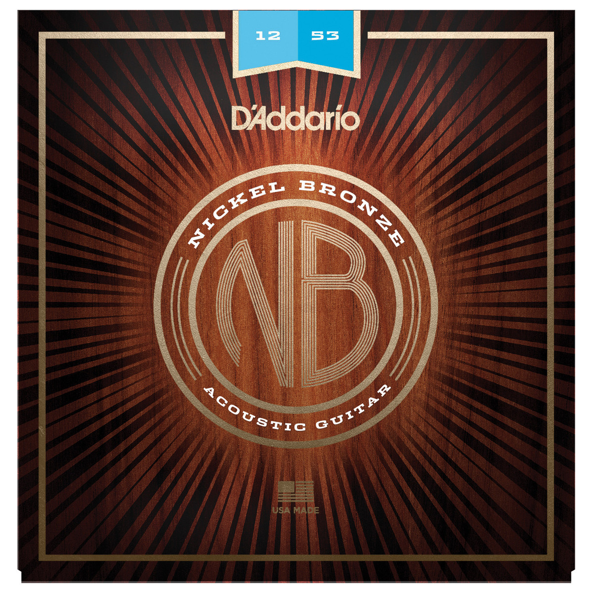 D'Addario NB1253 Nickel Bronze Acoustic Guitar Strings, Light, 12-53