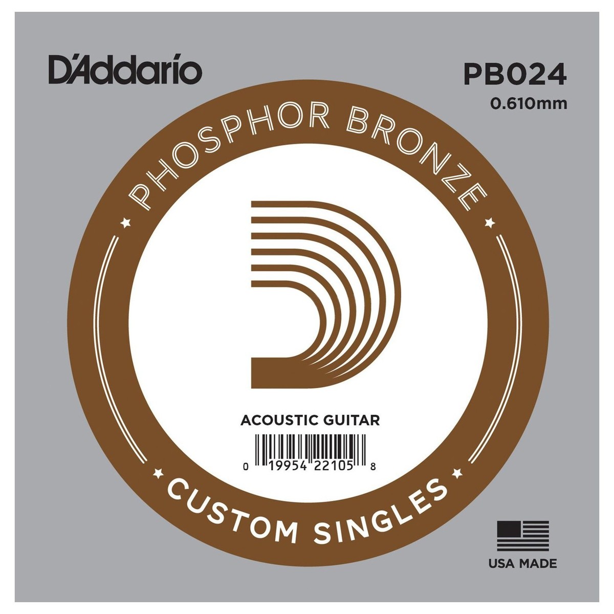 D'Addario PB024 Single Phosphor Bronze Wound .024 String