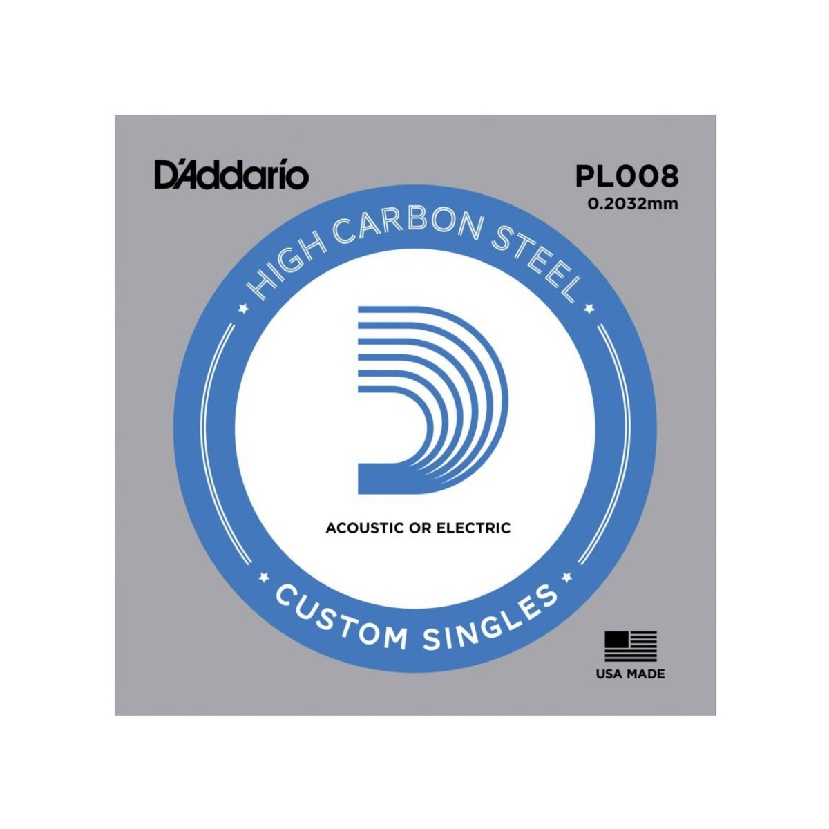 D'Addario PL008 Single Plain Steel .008