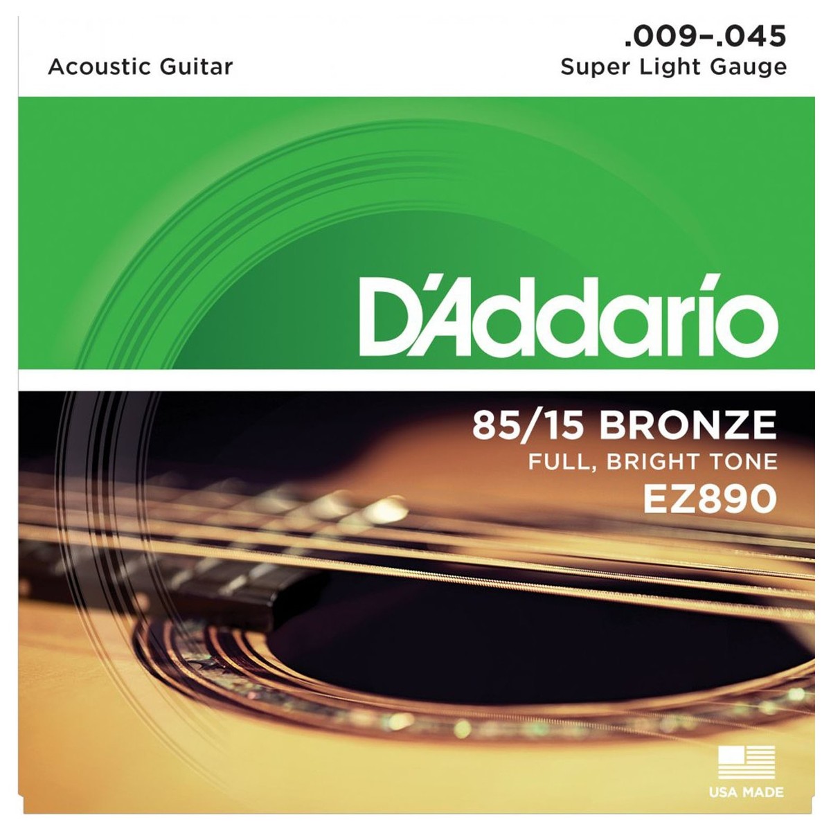 D'Addario EZ890 85/15 Bronze Acoustic Strings, Super Light, 09-45