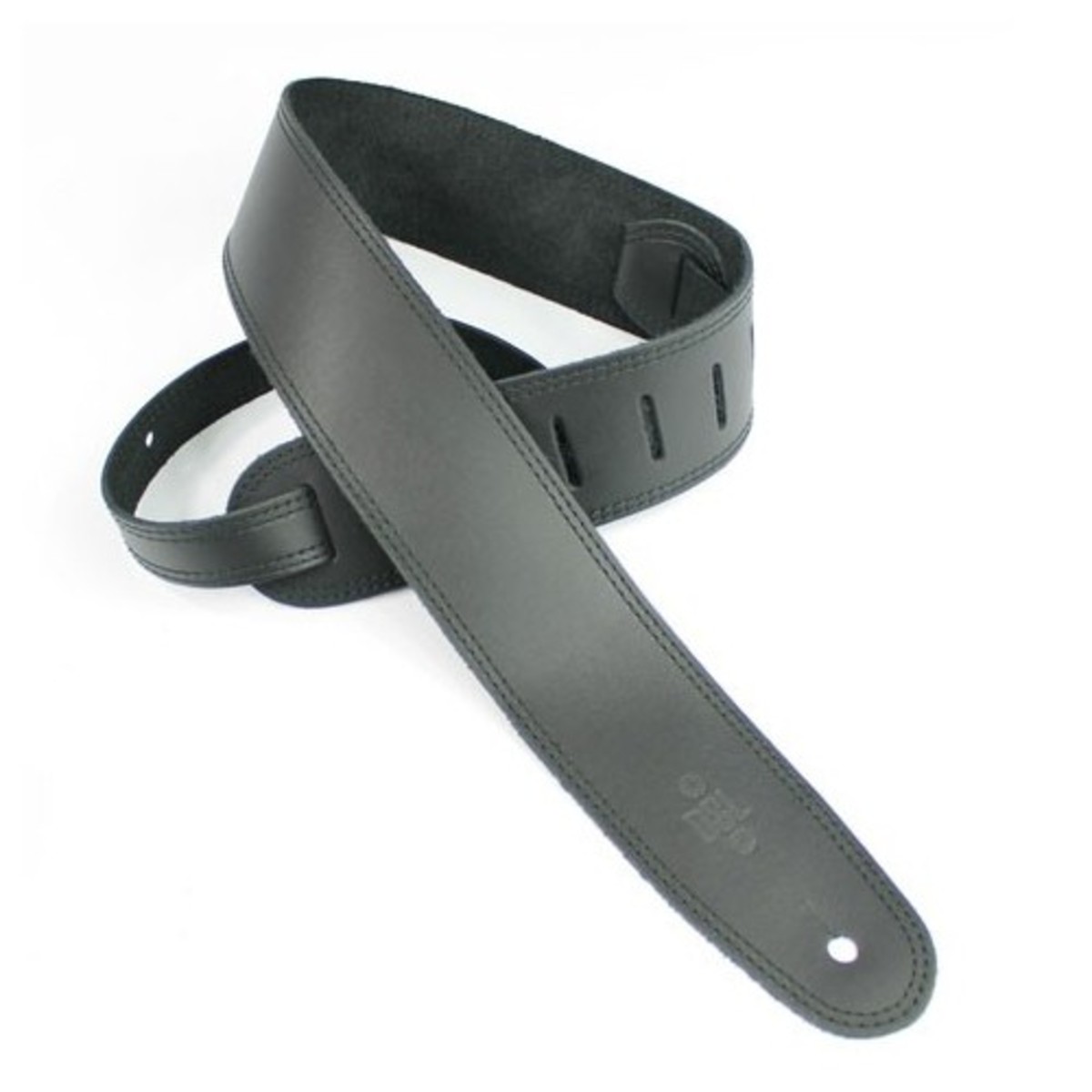DSL SGE25 Leather 2.5'' Guitar Strap, Black with Black Stitching