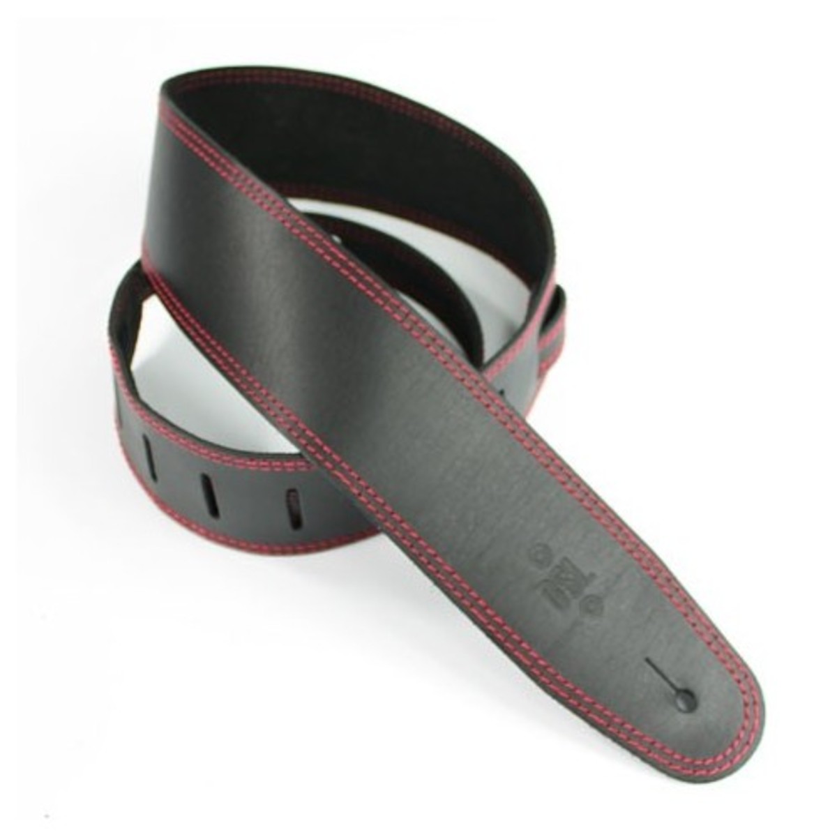 DSL SGE25 Leather 2.5'' Guitar Strap, Black with Red Stitching