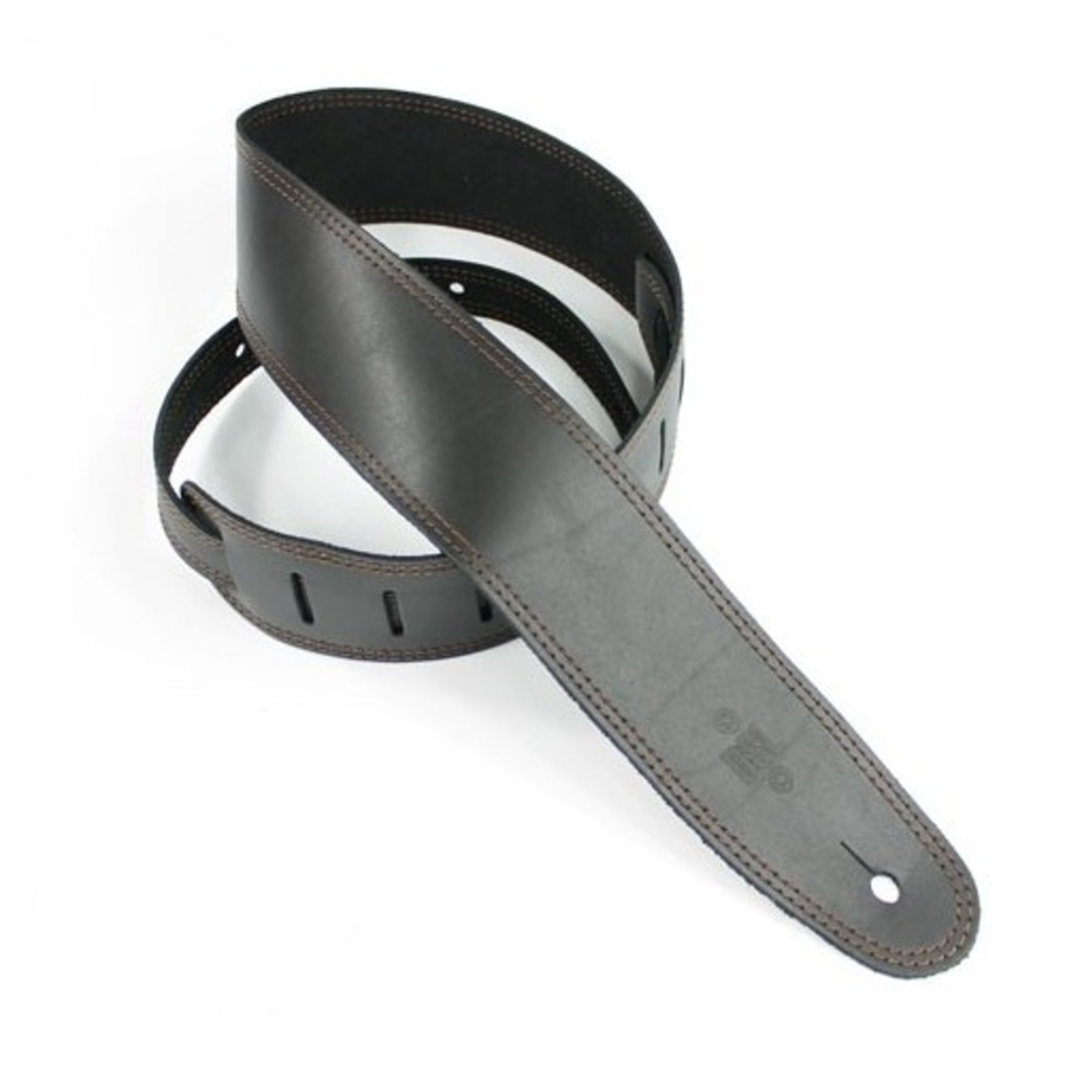 DSL SGE25 Leather 2.5'' Guitar Strap, Black with Brown Stitching