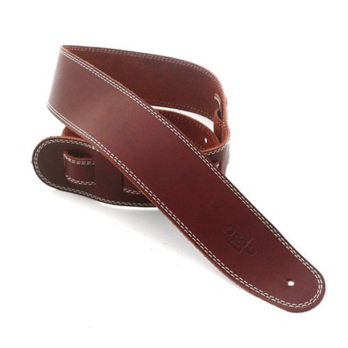 DSL SGE25 Leather 2.5'' Guitar Strap, Maroon with Beige Stitching