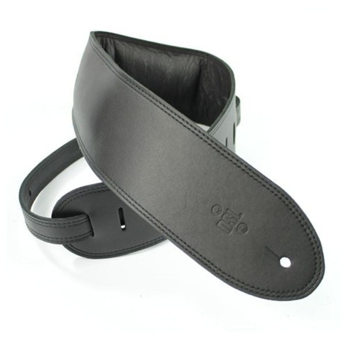 DSL GEG35 Padded Garment Leather 3.5'' Strap, Black & Black Stitching