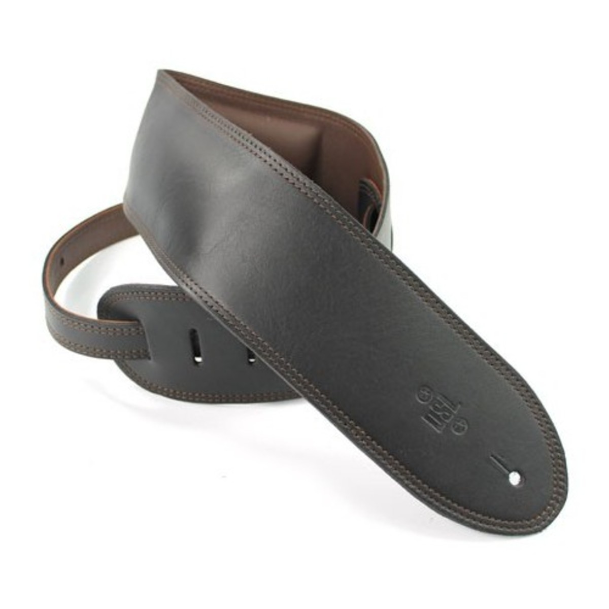 DSL GEG35 Padded Garment Leather 3.5'' Guitar Strap, Black and Brown