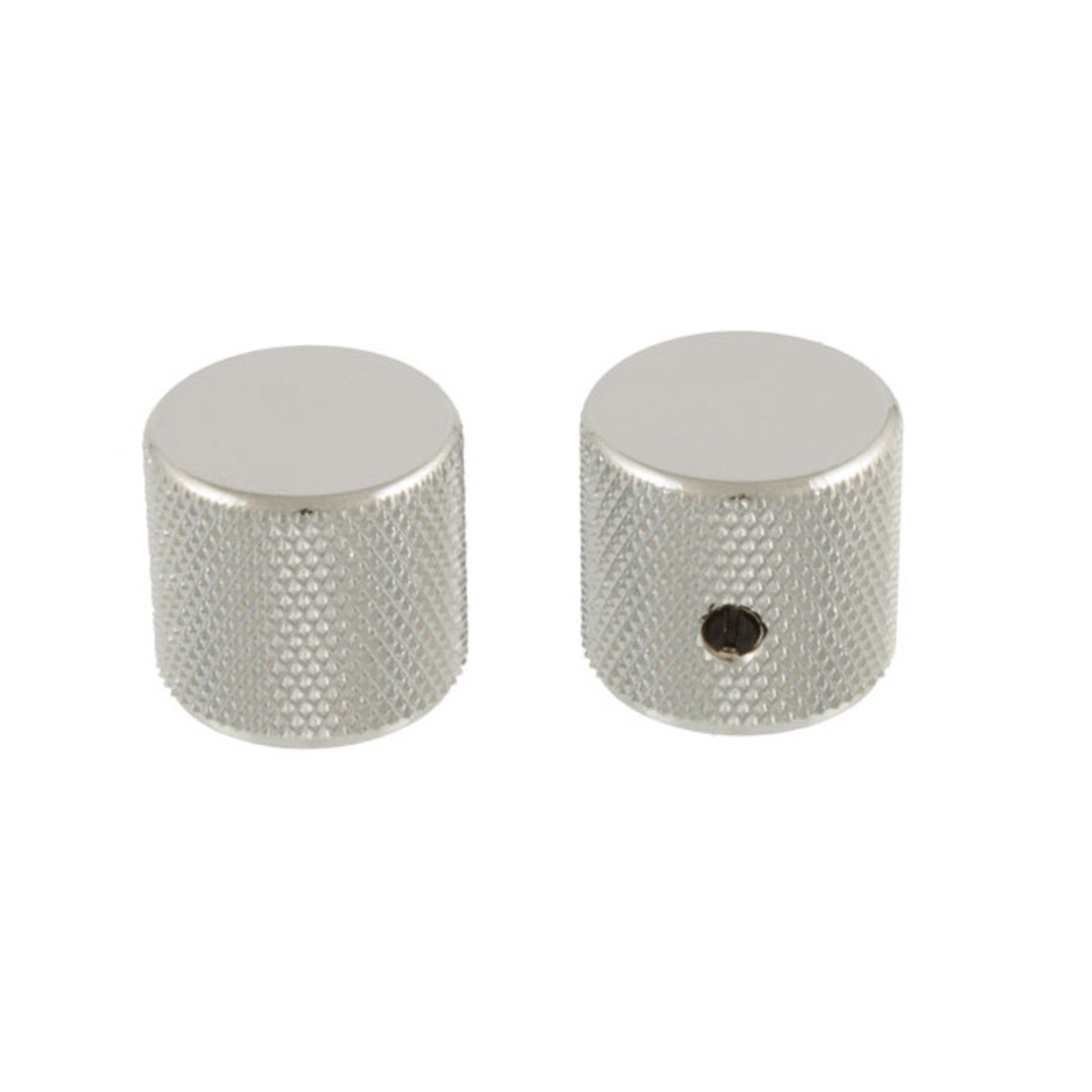 Allparts Barrel Knobs To Fit USA Solid Shaft Pots, Nickel