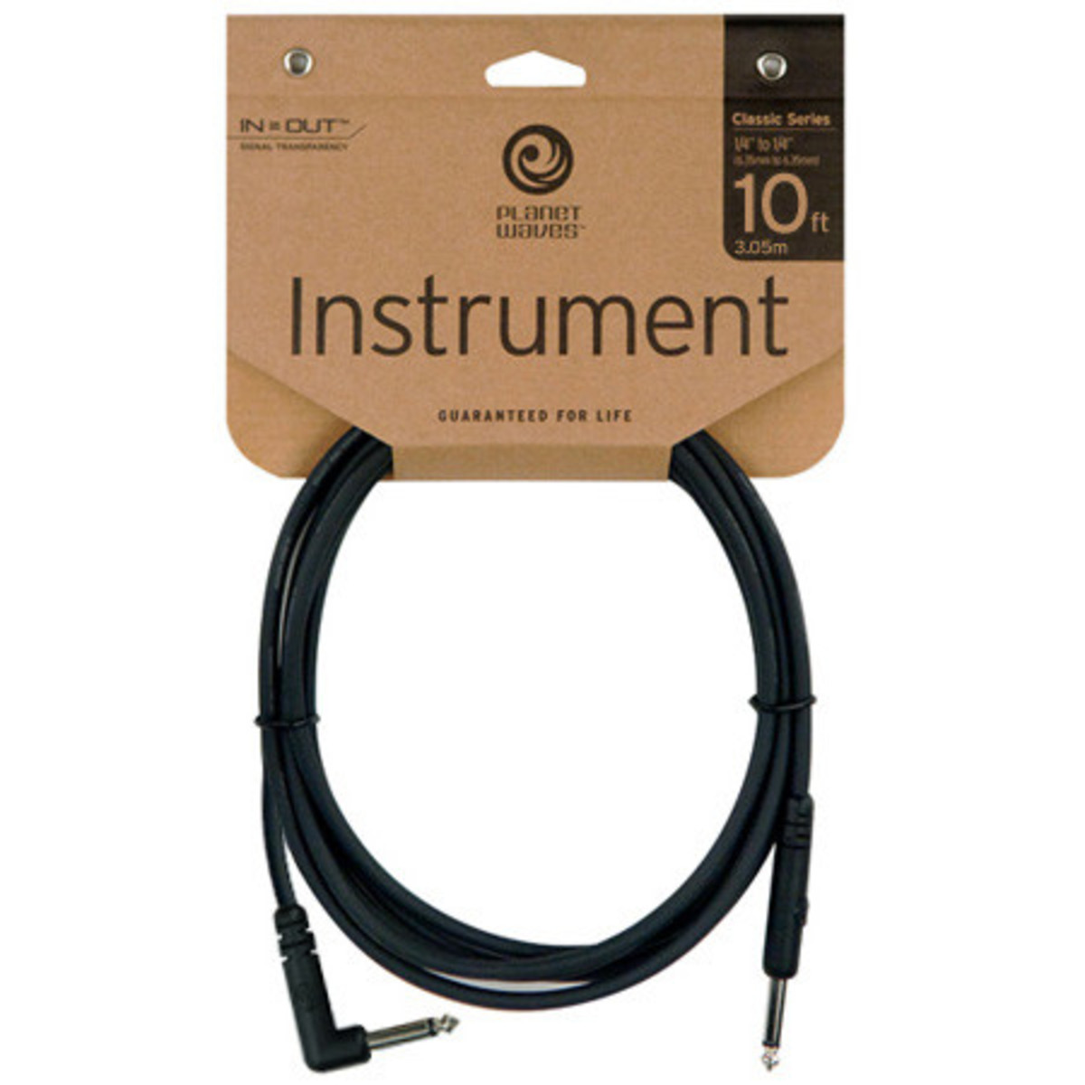 D'Addario Classic Series 1/4'' Instrument Cable, Right Angle, 10ft