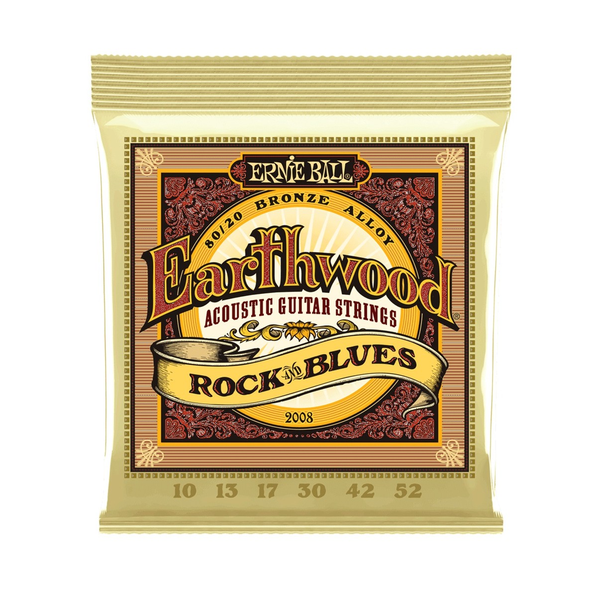 Ernie Ball Earthwood 2008 80/20 Bronze Rock & Blues Set, 10-52