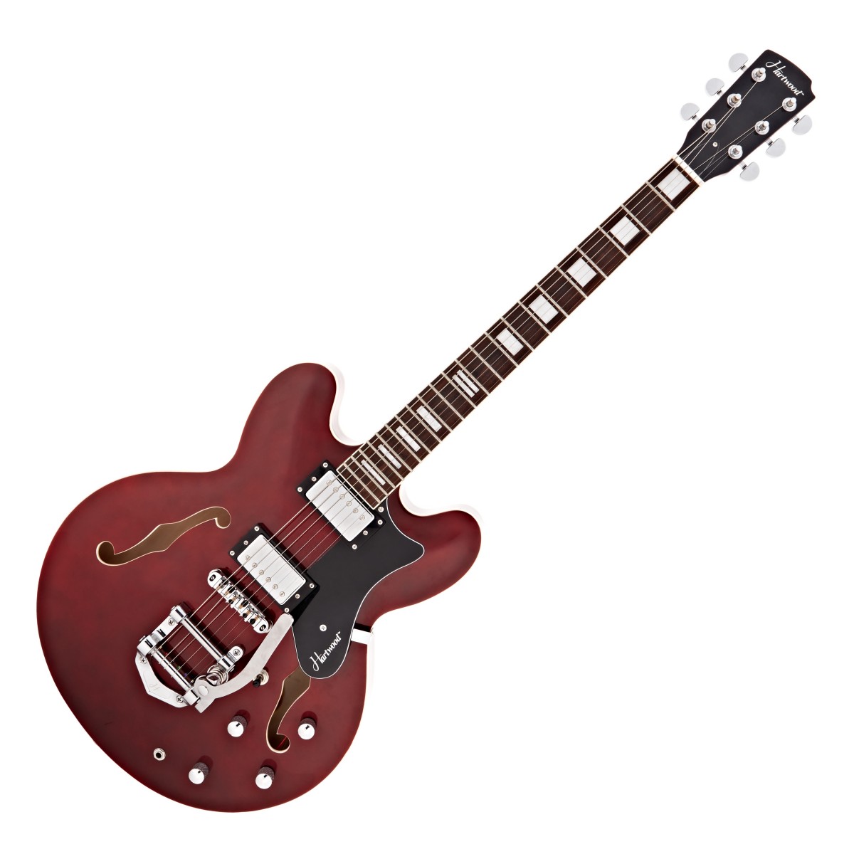 Hartwood Revival Vibrato Semi Acoustic Guitar, Cherry Red