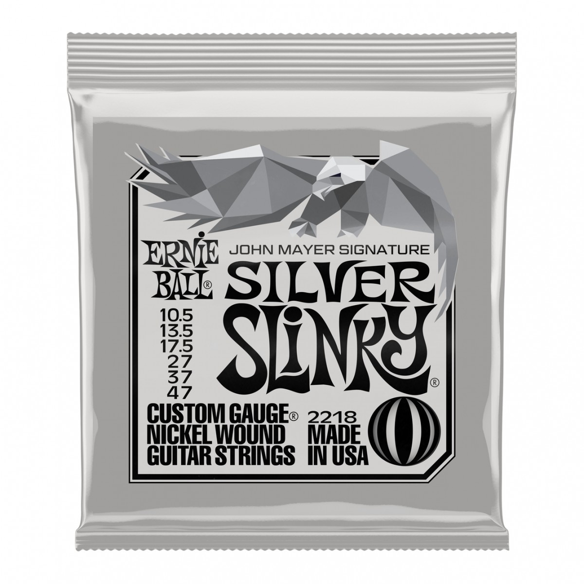 Ernie Ball 2218 John Mayer Silver Slinky 2218 Nickel Guitar Strings Set, 10.5-47