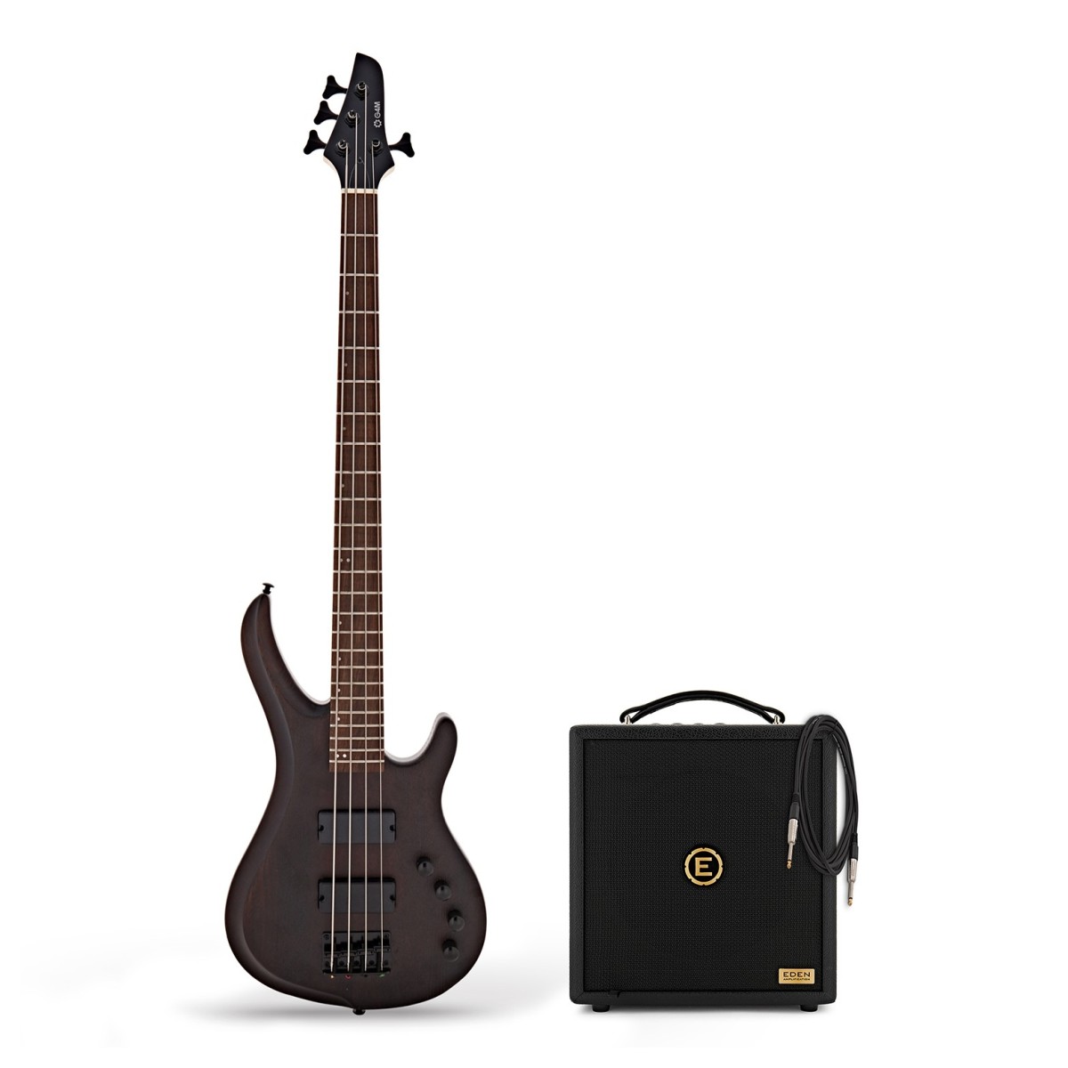 G4M 878 Bass Guitar, Walnut Stain & Eden Orbiter 8 Combo Amp