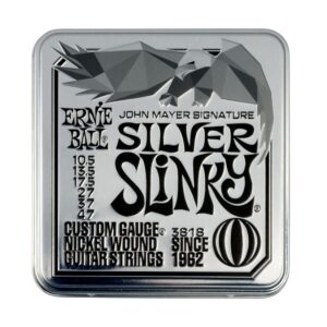 Ernie Ball John Mayer Silver Slinky Electric Guitar Strings 10.5-47 3 Pack Tin