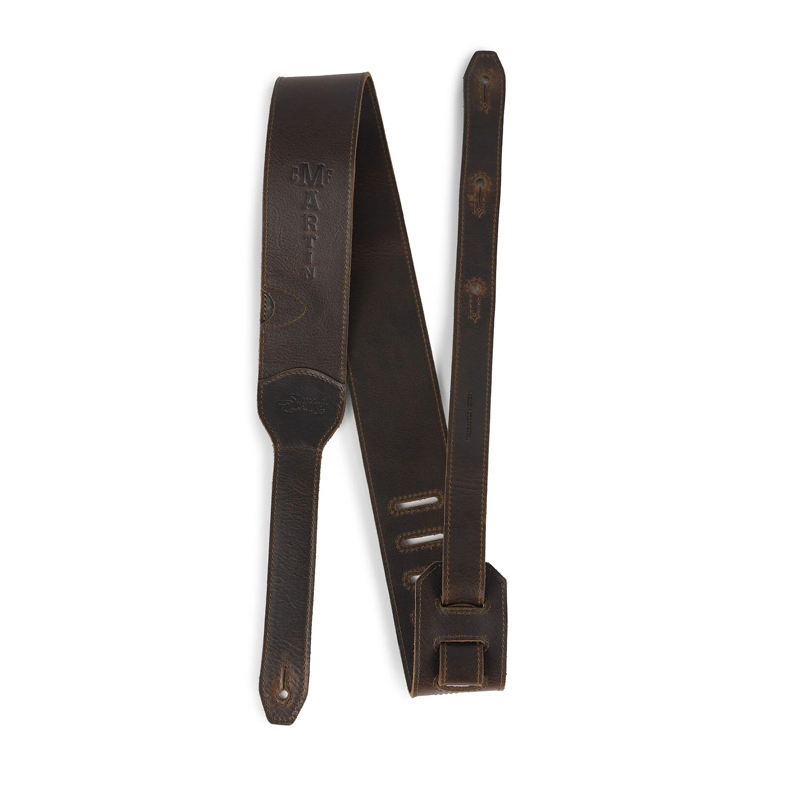 Martin Luxe Saddleback Full Grain Leather Guitar Strap in Dark Brown