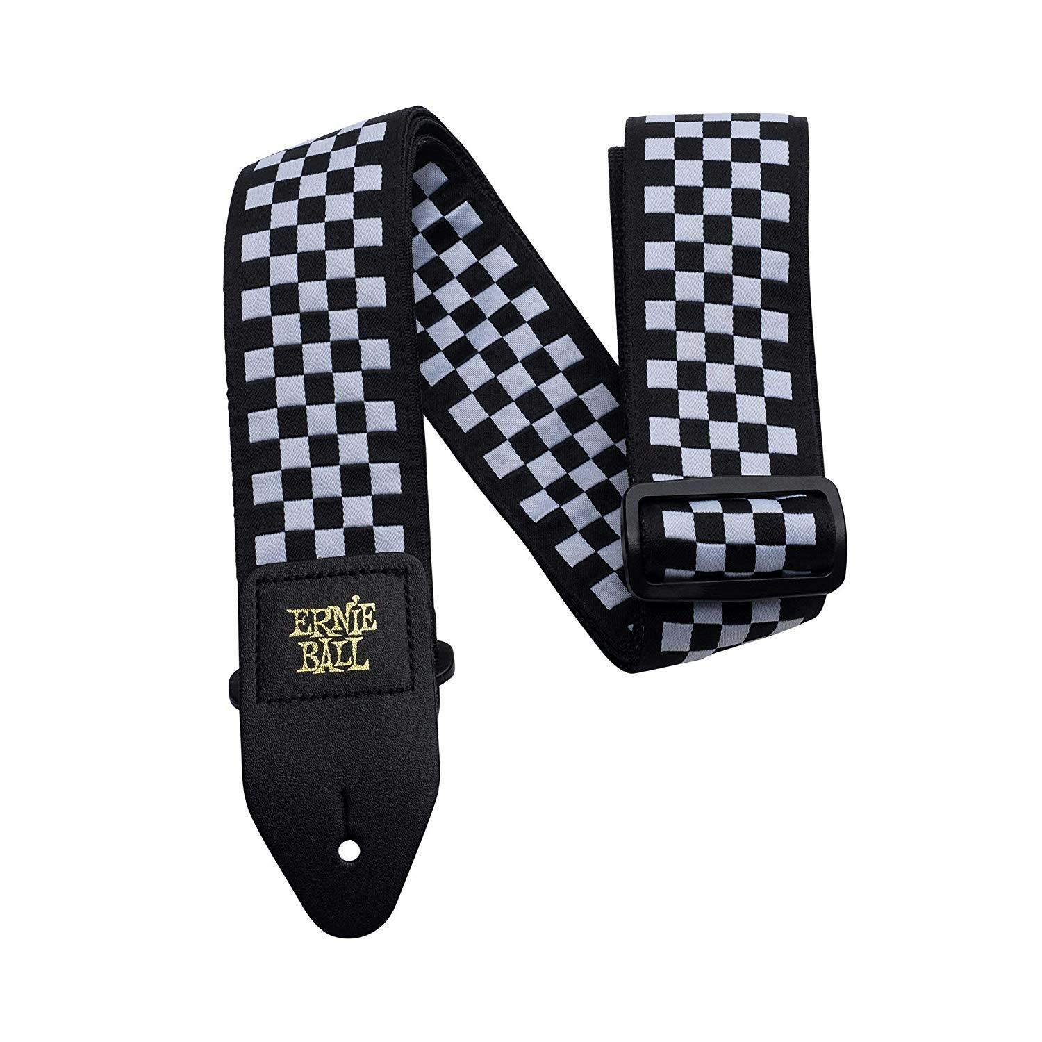 Ernie Ball Black and White Checkered Jacquard Guitar Strap