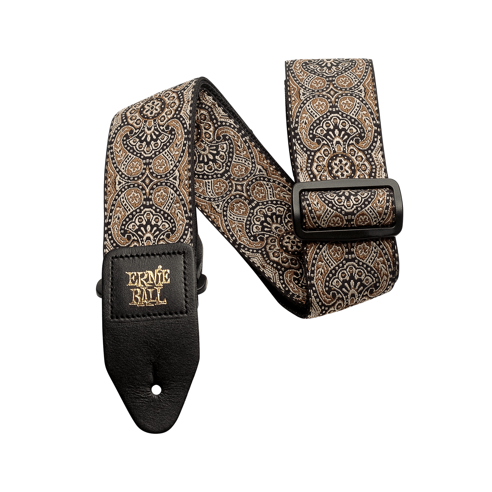 Ernie Ball Classic Jacquard Guitar Strap in Black & Gold Paisley