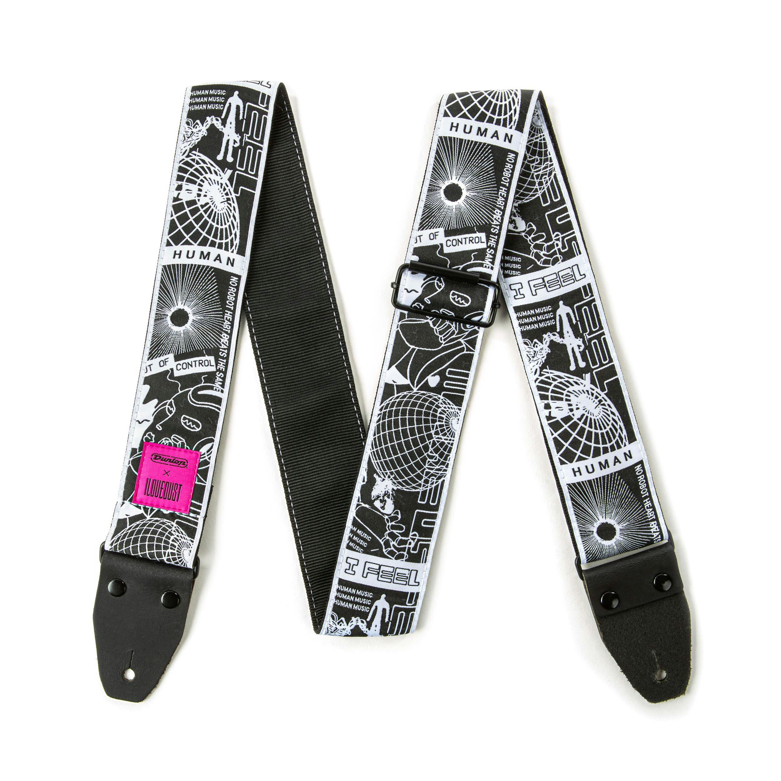 Dunlop Strap I Love Dust Robot Heart Guitar Strap