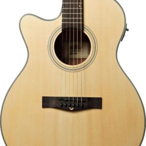 EastCoast G1CEL Grand Auditorium Cutaway Left Handed Satin Natural Spruce Laminate Top FEQ