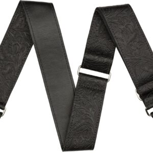 Fender Tooled Leather Guitar Strap, 2 inch, Black