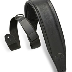 Levy's Right Height - Garment Leather Padded 3" Guitar Strap in Black