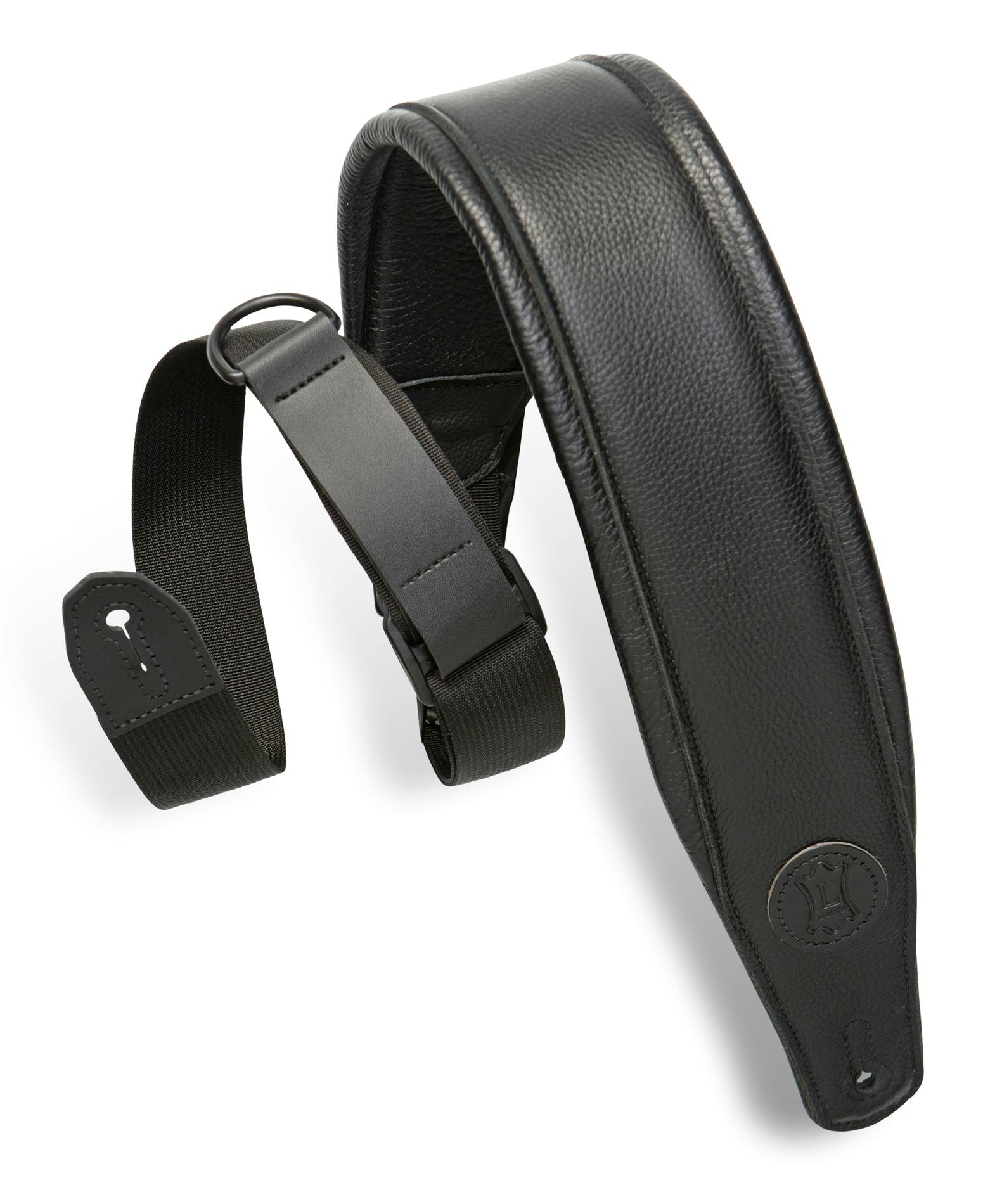 Levy's Right Height - Garment Leather Padded 3" Guitar Strap in Black