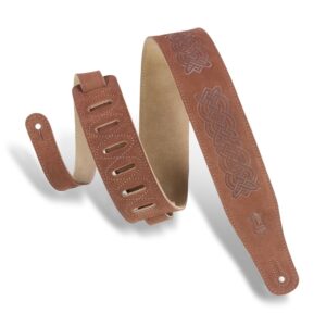 Levy's Suede Leather Celtic Knot Emboss Guitar Strap - Brown