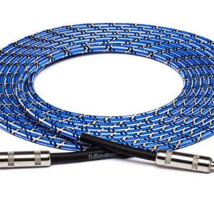 Hosa Cloth Guitar Cable,  Straight to Same, 18 ft / 5.5M, Blue/White/Black
