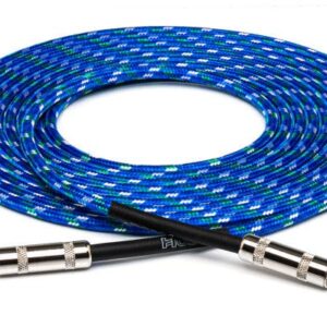 Hosa Cloth Guitar Cable,  Straight to Same, 18 ft / 5.5M, Blue/Green/White