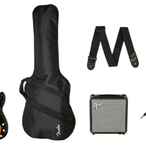 Squier Affinity Precision Bass Guitar PJ Pack in 3-Color Sunburst with Rumble 15W Amp