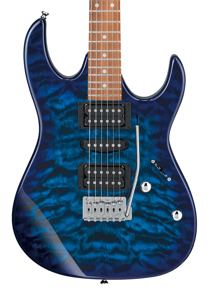 Ibanez GRX70QA in Transparent Blue Burst