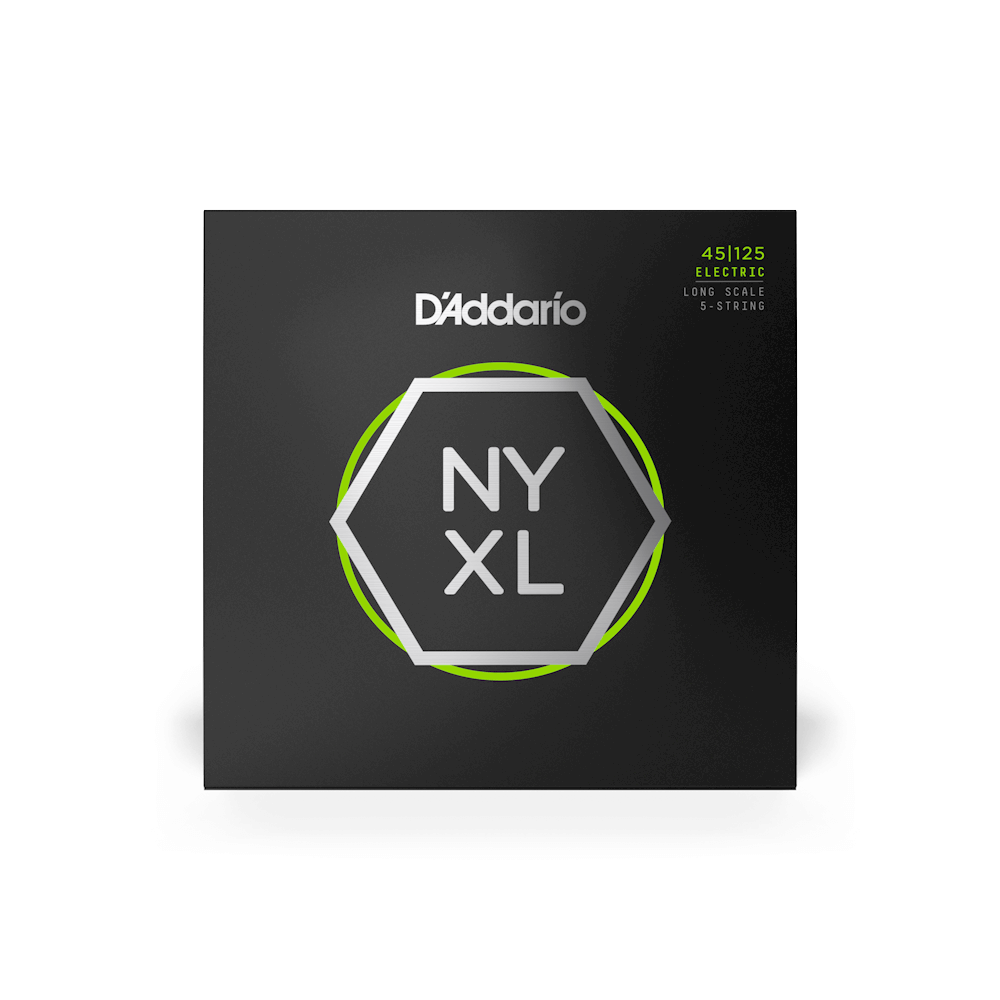 D'Addario NYXL45125 Nickel Wound Light Top Medium Bottom 5-String Bass Strings - 45-125 Long Scale