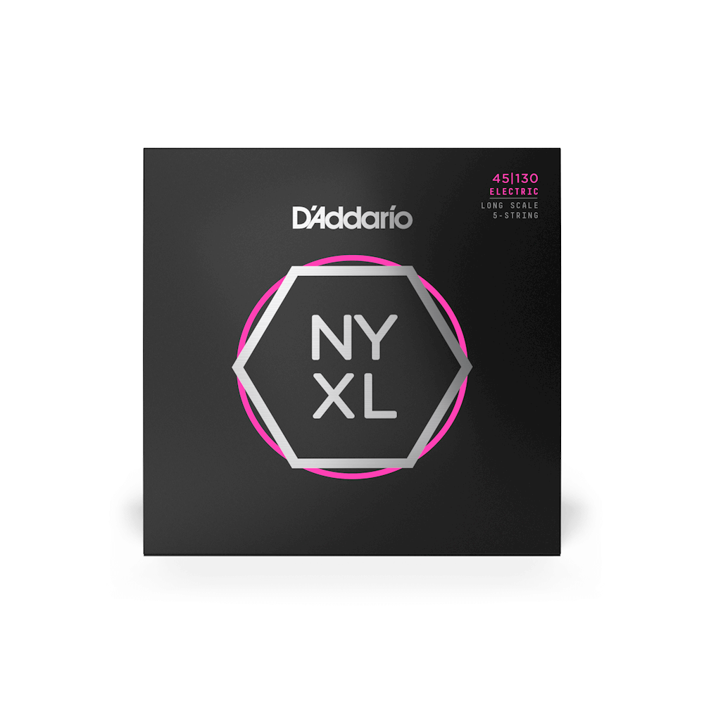 D'Addario NYXL45130 Nickel Wound Regular Light 5-String Bass Strings - 45-130 Long Scale