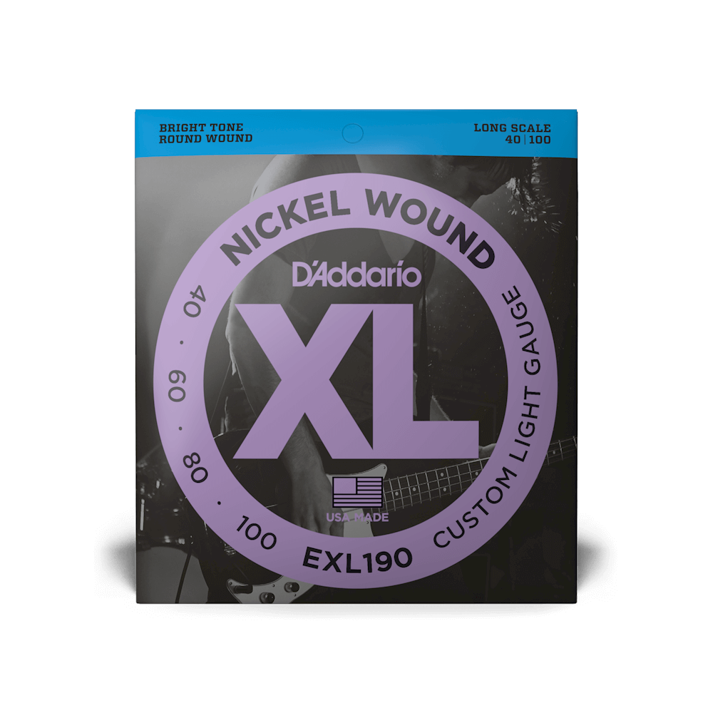 D'Addario EXL190 Nickel Wound Custom Light Bass Strings - 40-100 Long Scale