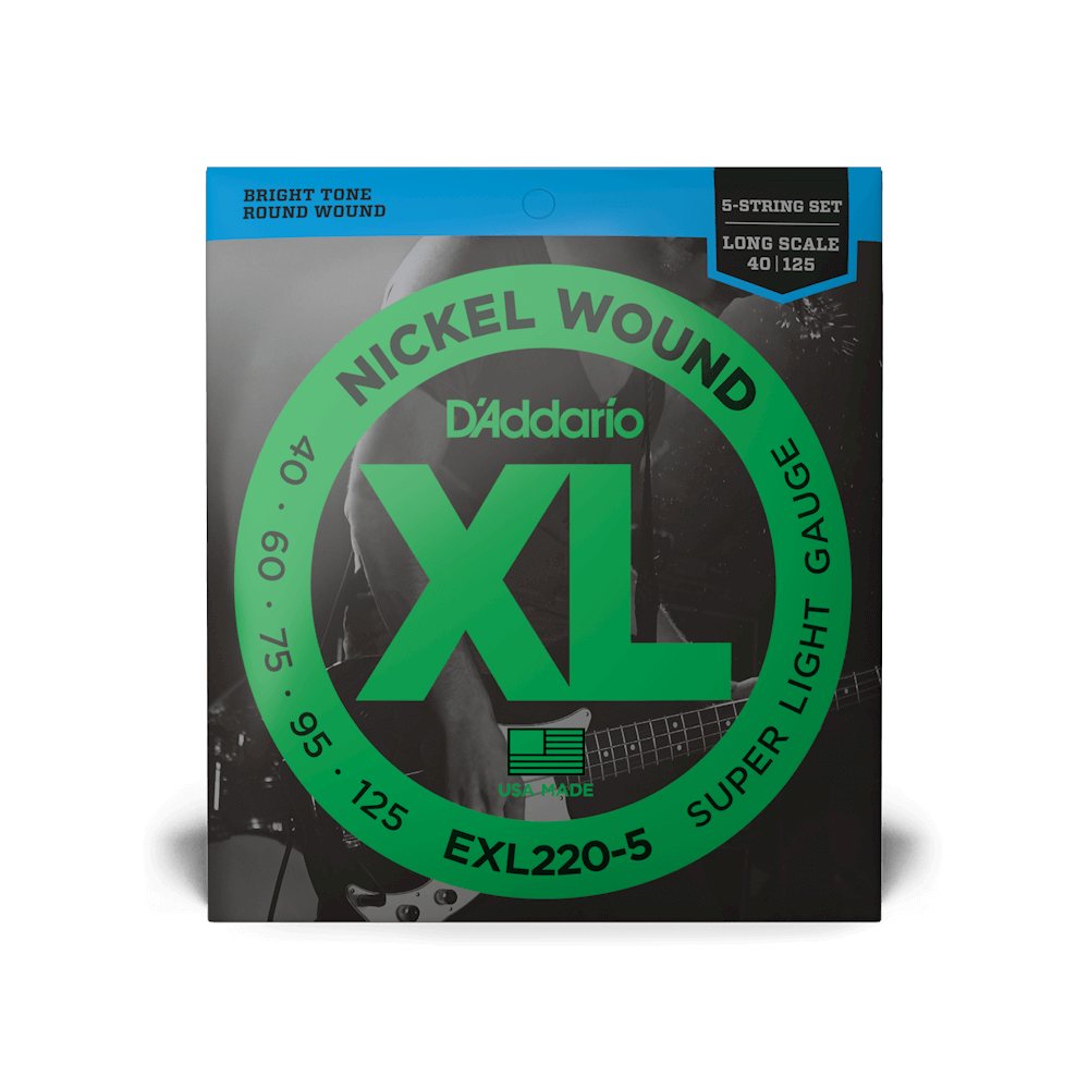 D'Addario EXL220-5 Nickel Wound Super Light 5-String Bass Strings - 40-125 Long Scale