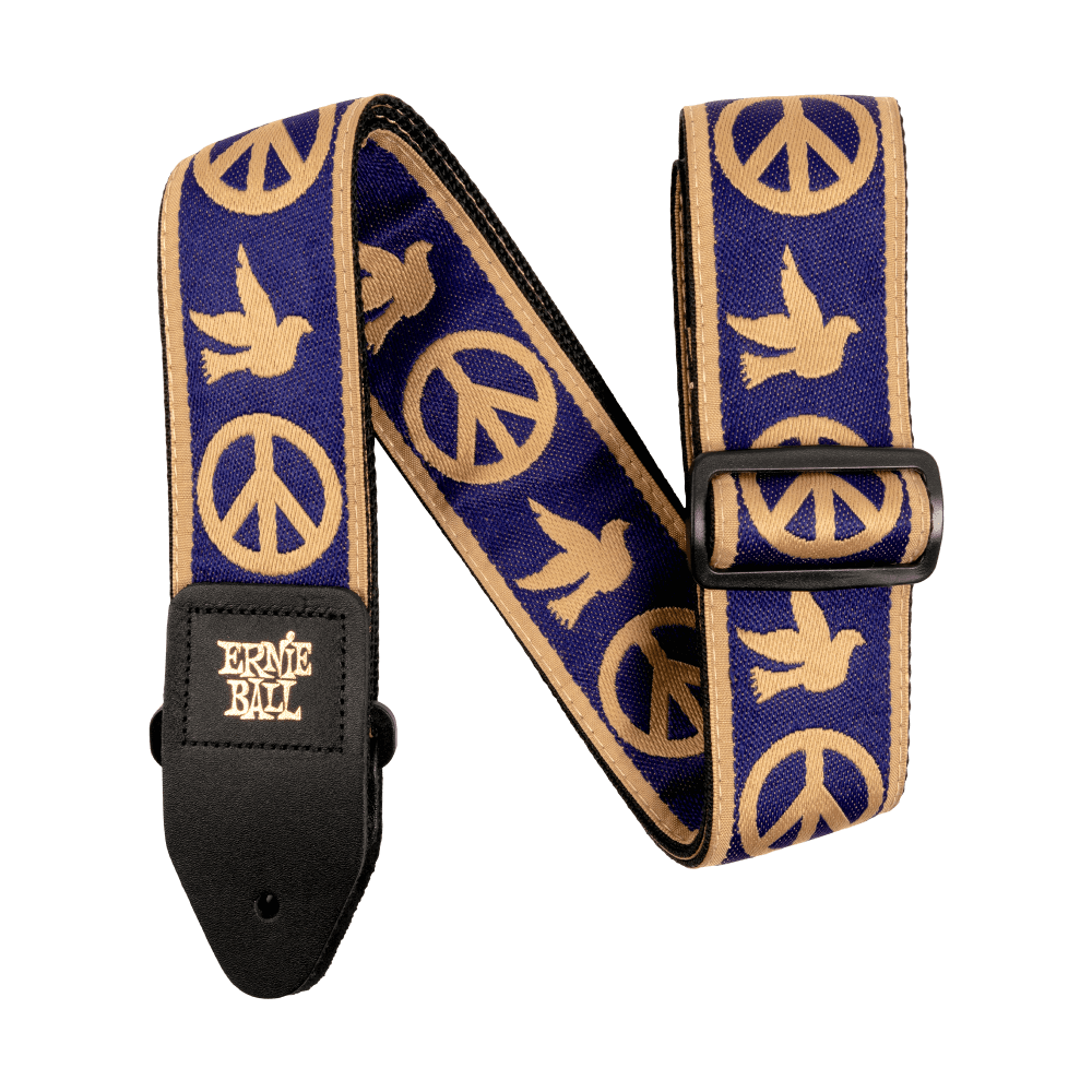 Ernie Ball Jacquard Strap Navy Blue and Beige Peace Love Dove