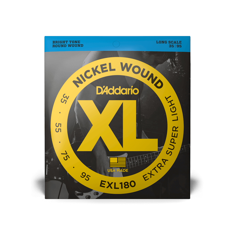DAddario EXL180 Nickel Wound Bass Guitar Strings, EXTRA SUPER Light, 35-95 , Long Scale