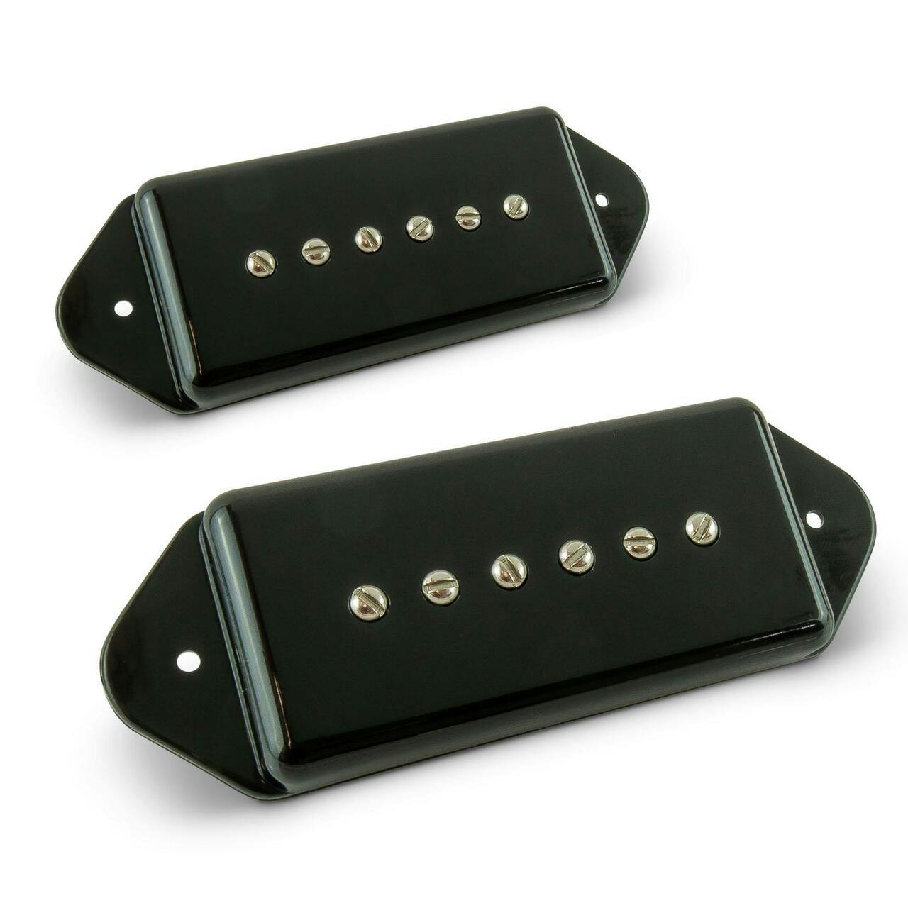 Lollar P90 Dogear Pickup Set in Black - Tall Neck, Tall Bridge