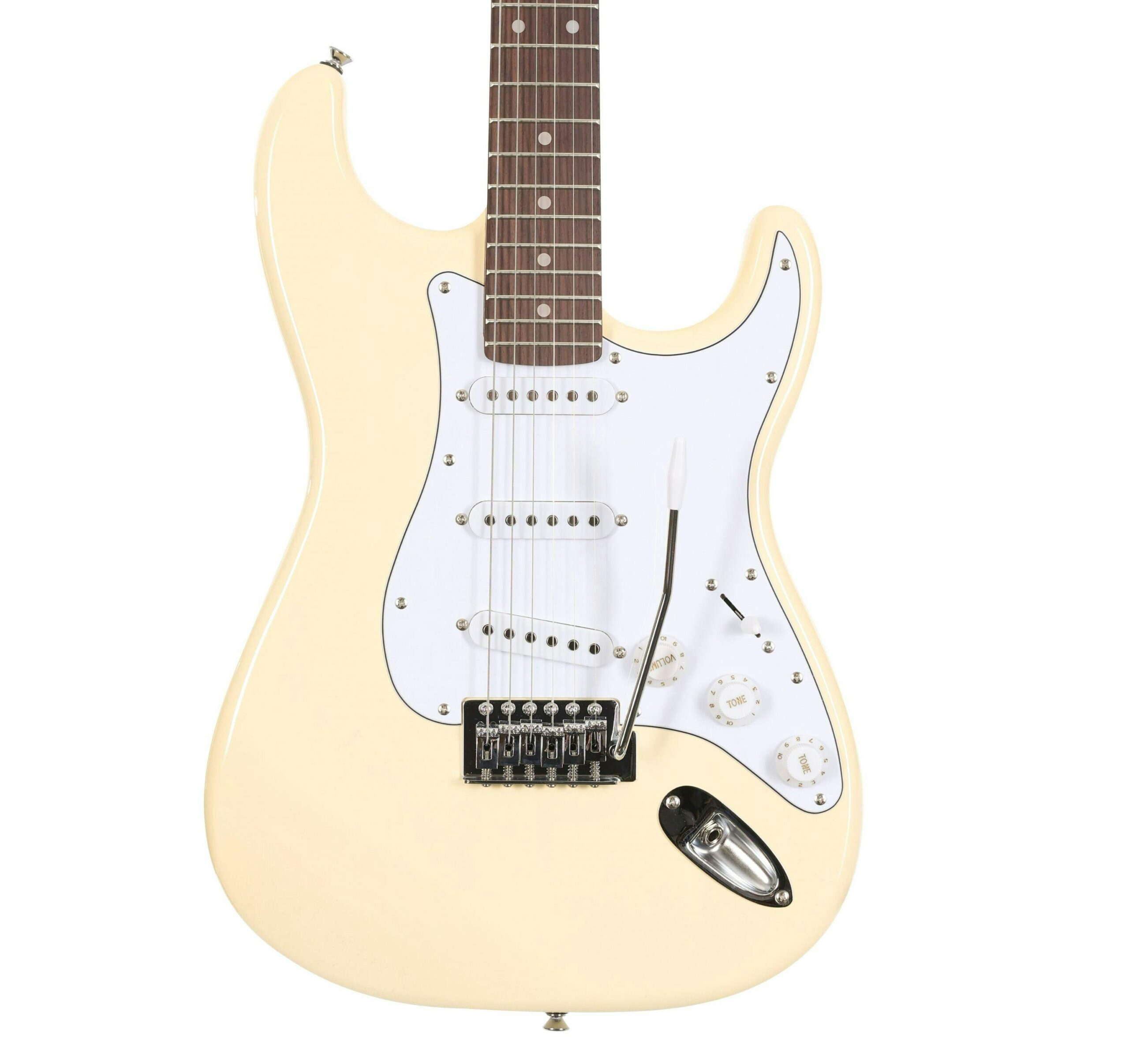 EastCoast ST1 Electric Guitar in Vintage White with Rosewood Fretboard