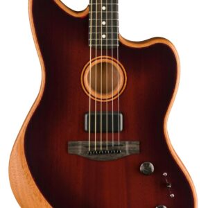 Fender American Acoustasonic Jazzmaster All-Mahogany Acoustic/Electric Guitar in Bourbon Burst