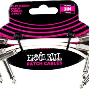 Ernie Ball 3 Inch Flat Ribbon Patch Cable 3-Pack in White