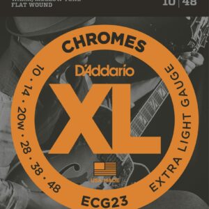 D'Addario ECG23 XL Chromes Flatwound 10-48 Extra Light Electric Guitar Strings
