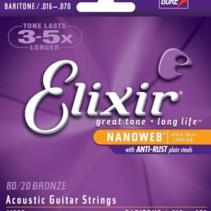 Elixir 80/20 Nanoweb 16-70 Baritone Acoustic Guitar Strings