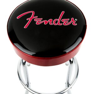 Fender Red Sparkle Logo 30" Barstool in Black Red Sparkle Chrome
