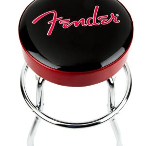 Fender Red Sparkle Logo 24" Barstool in Black Red Sparkle Chrome