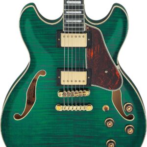 Ibanez AS93FM-TMG AS Series Flamed Maple Semi-Hollow Electric Guitar in Transparent Moss Green