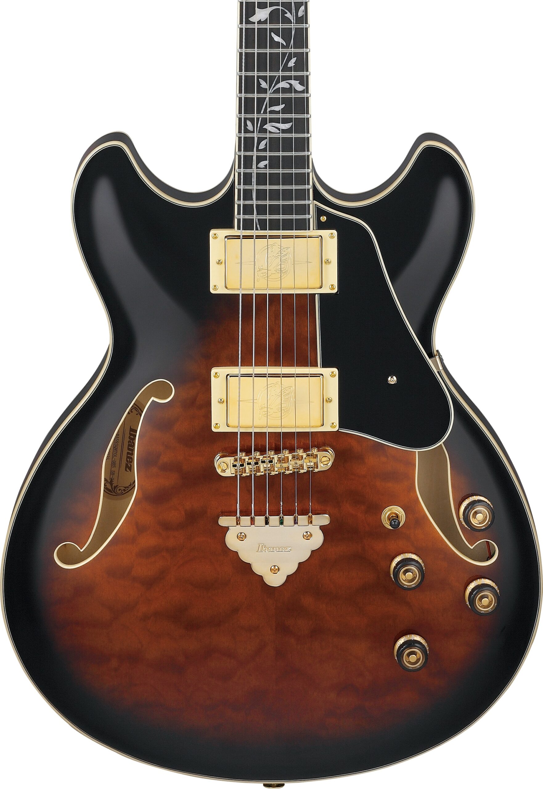 Ibanez AS93QMSP-DBS AS Series Quilted Maple Semi-Hollow Electric Guitar in Dark Brown Sunburst
