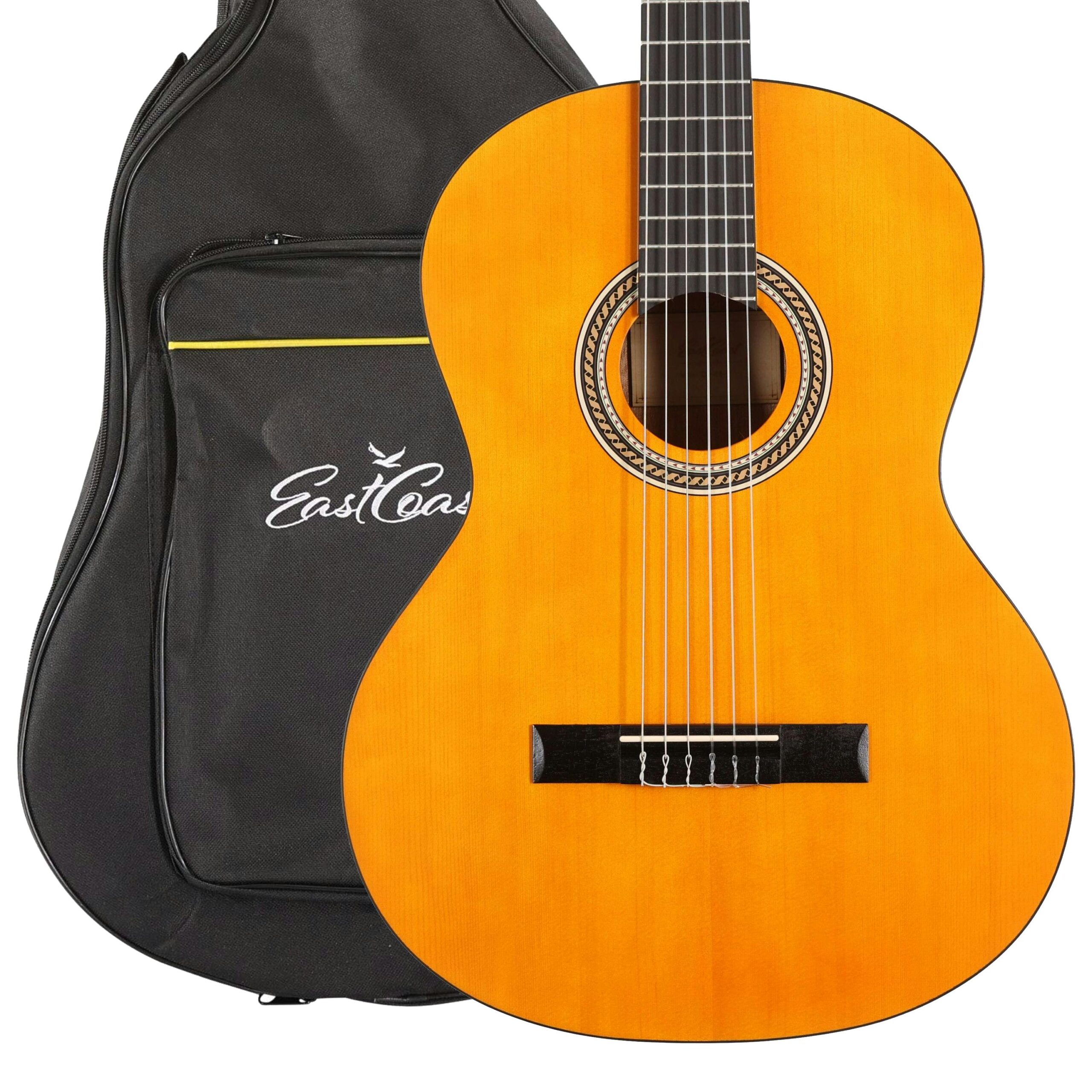 EastCoast 4/4 Full Size Deluxe Classical Nylon String Acoustic Guitar With Gig Bag